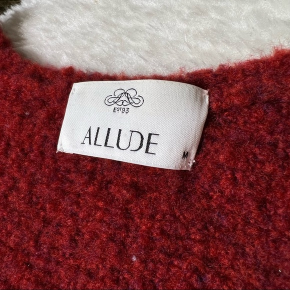 NWT Allude Wool Blend Rusty Red Open Front Knit Cardigan Sweater - Picture 10 of 12